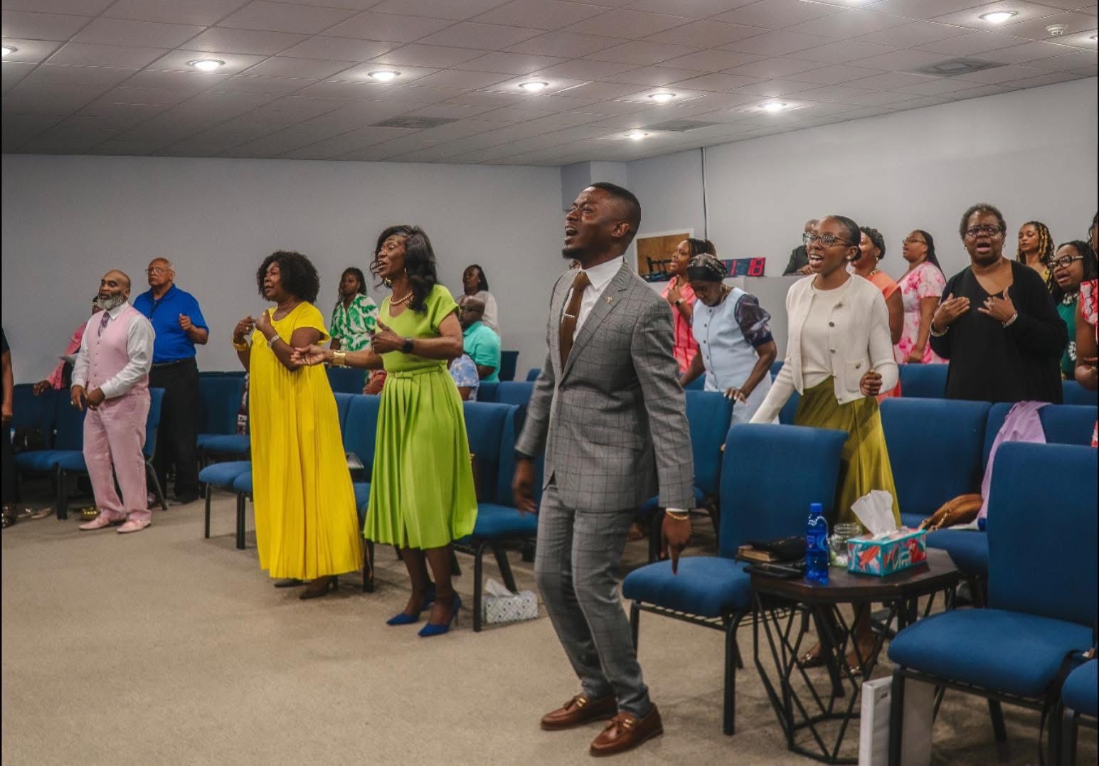 Congregation singing together