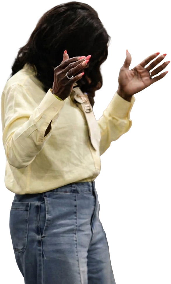 Woman worshipping with raised hands